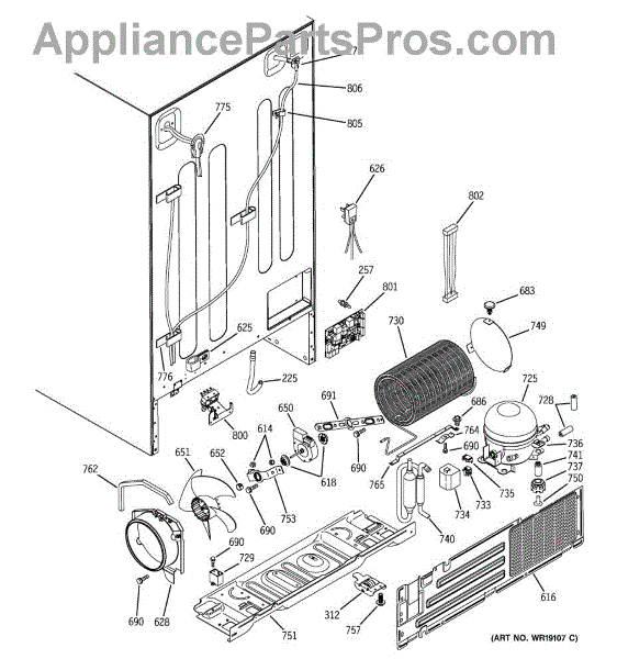 Parts for GE PSC23MGNAWW: Sealed System & Mother Board Parts ...