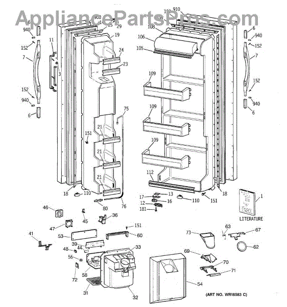 Parts For Ge Gscs3pgxcfss: Freezer Section Parts - Appliancepartspros.com