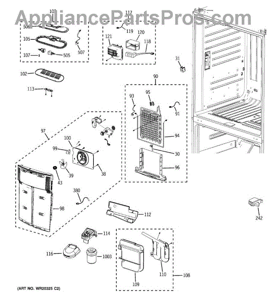 Parts for GE GFSF6KEXABB: Fresh Food Section Parts - AppliancePartsPros.com