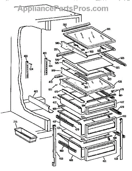 Parts for GE TFX24PRAXBB: Fresh Food Section Parts - AppliancePartsPros.com