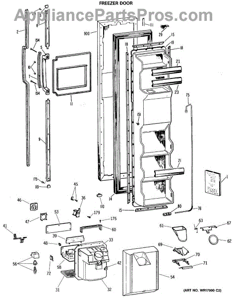 Parts for GE TFX24VRSAWH: Freezer Door Parts - AppliancePartsPros.com