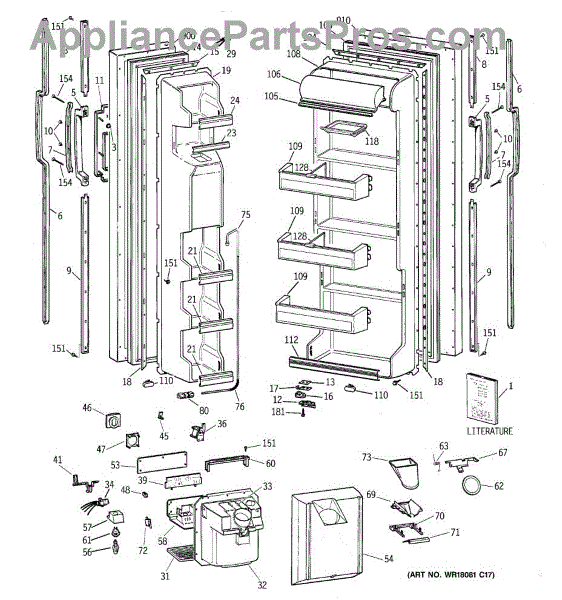 Parts for GE TFX20JRXFWW Doors Parts