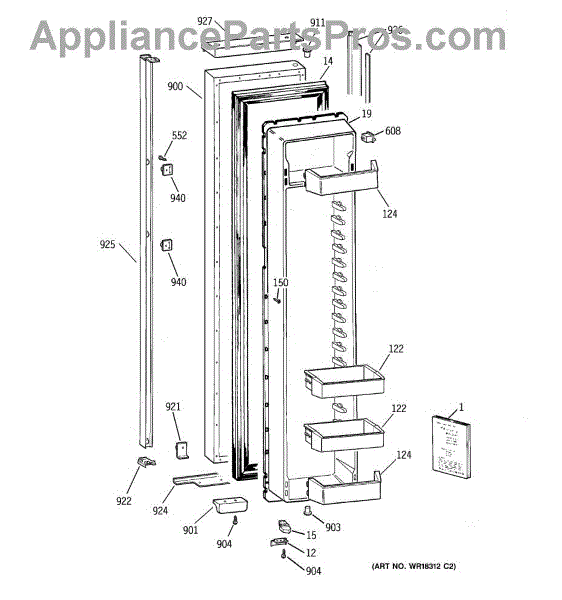 Parts for GE TPX24BIBABB: Freezer Door Parts - AppliancePartsPros.com