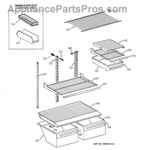  Parts  for GE TBX18SABQLWW Shelf Parts  