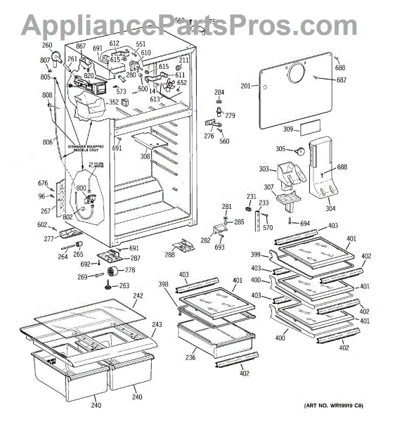 Parts for GE GTS18XCSFRBB: Cabinet Parts - AppliancePartsPros.com