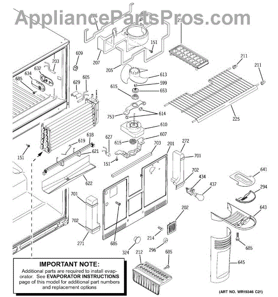 Parts for GE GTH22KBRARWW: Freezer Section Parts - AppliancePartsPros.com