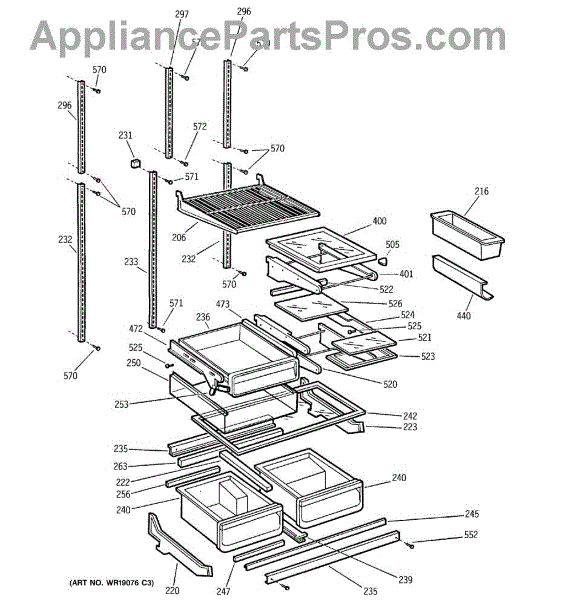 Parts for GE PTI22SFMARBS: Shelves Parts - AppliancePartsPros.com