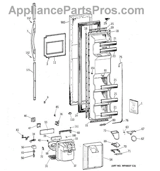 Parts for GE TFX26KRDAWW: Freezer Door Parts - AppliancePartsPros.com