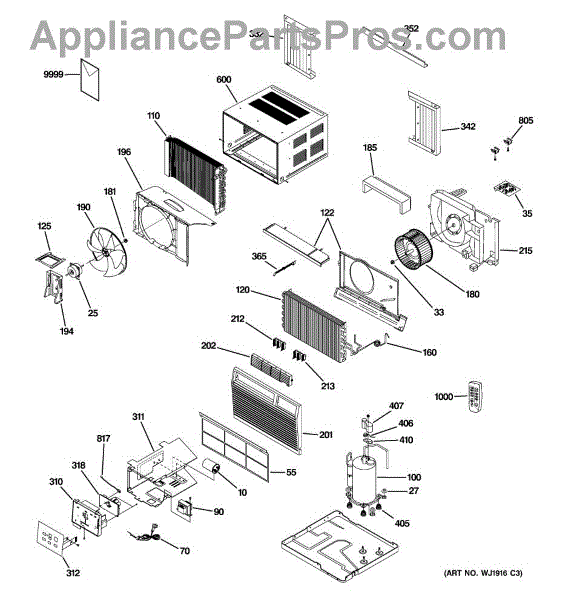 Parts for GE ASM14ALS1: Room Air Conditioner Parts - AppliancePartsPros.com