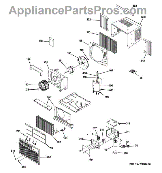 Parts for GE ASR05LCS1: Room Air Conditioner Parts - AppliancePartsPros.com