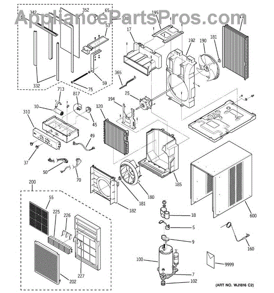 Parts For Ge Agx08fjg1: Room Air Conditioner Parts - Appliancepartspros.com