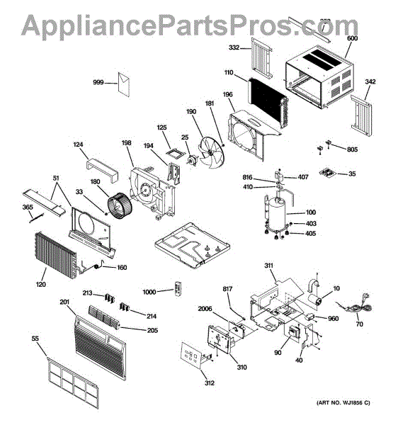 Parts for GE ASW18DDS1: Room Air Conditioner Parts - AppliancePartsPros.com