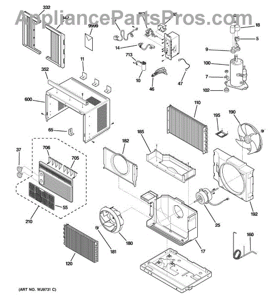 Parts for GE AGV05LCG1: Room Air Conditioner Parts - AppliancePartsPros.com