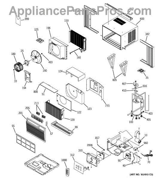 Parts for GE ASH18DBS1: Room Air Conditioner Parts - AppliancePartsPros.com