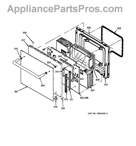 Parts for GE JTP11WS3WG Oven Door Parts