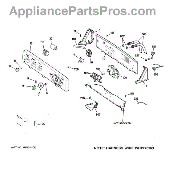 Parts for GE WCSR4170G5CC: Controls & Backsplash Parts ...