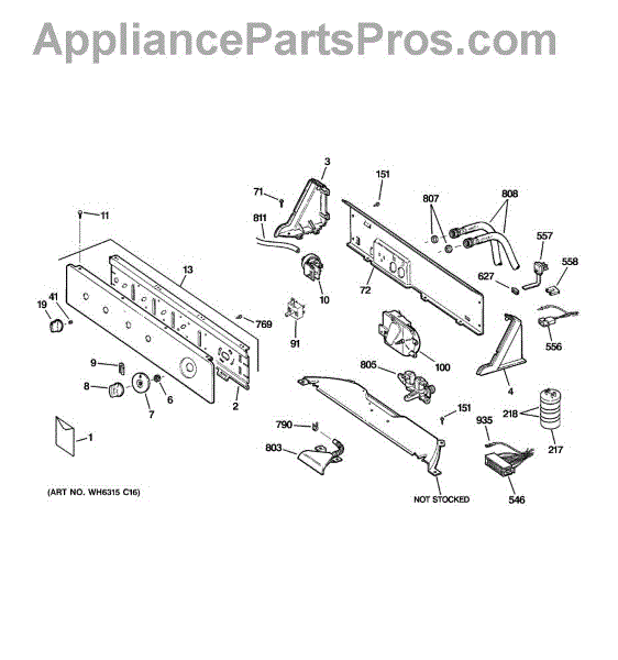 Parts for GE S3700E1WW: Controls & Backsplash Parts