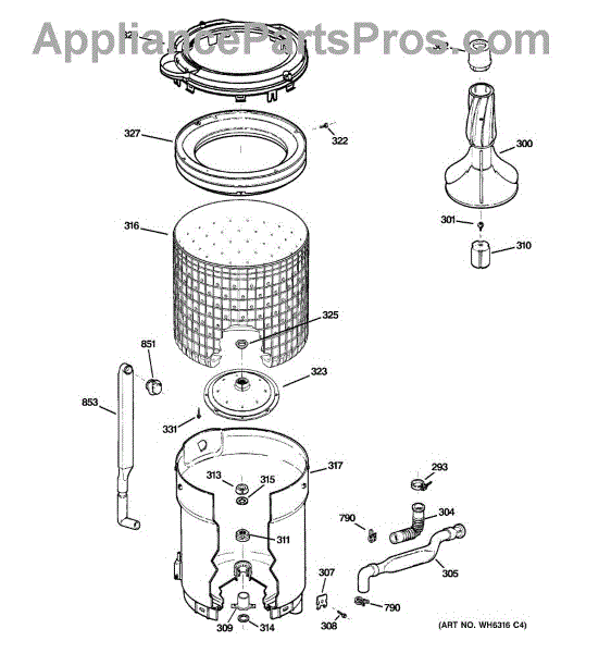 Parts for GE WDSR2080D5WW: Tub, Basket & Agitator Parts ...