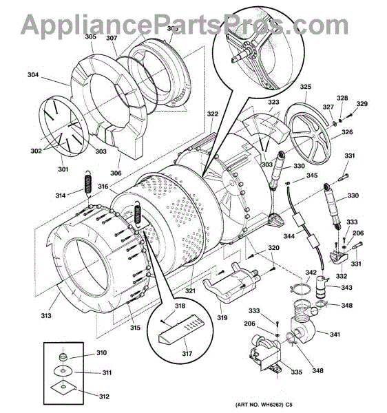 Parts for GE WSXH208A1WW: Tub & Motor Parts - AppliancePartsPros.com