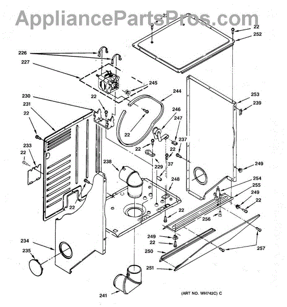 Parts for GE WSM2420TBAWW: Dryer Cabinet & Motor Parts ...