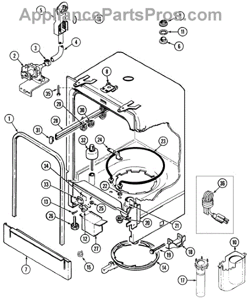 Parts for Magic Chef DU2J: Tub Parts - AppliancePartsPros.com