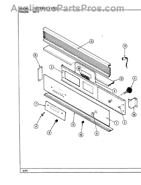 Parts for Magic Chef 54F-5TKXW: Control Panel (54F-5TKXW) Parts ...