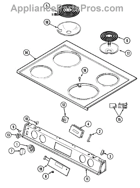 Parts For Magic Chef 6892vra: Top Assembly Parts - Appliancepartspros.com