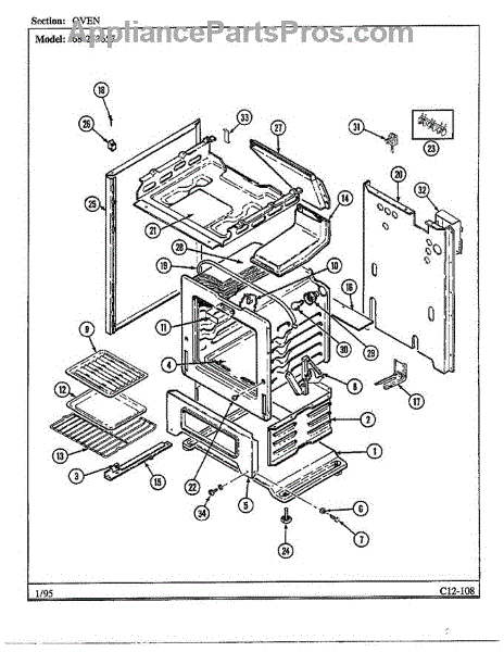 Parts for Magic Chef 68-253657: Oven Parts - AppliancePartsPros.com