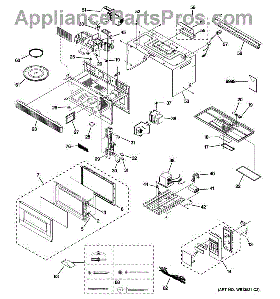 Parts for GE RVM1435BK01 Microwave Parts