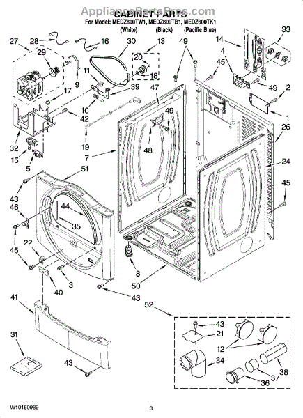 Parts for Maytag MEDZ600TB1: Cabinet Parts - AppliancePartsPros.com