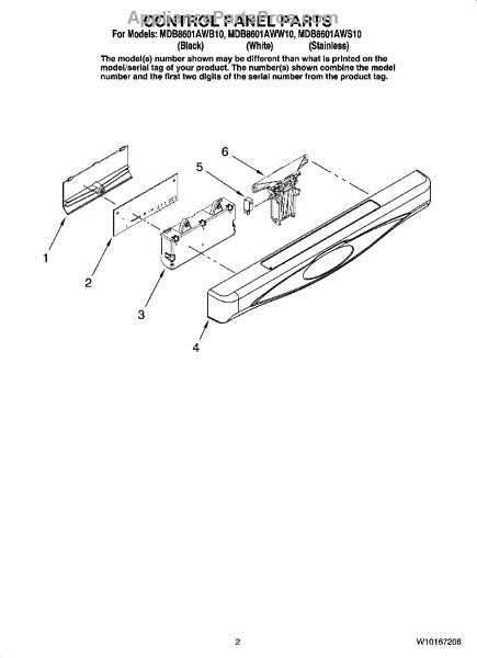 Parts for Maytag MDB8601AWS10: Control Panel Parts - AppliancePartsPros.com