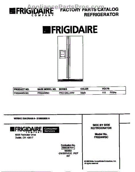 Parts for Frigidaire FRS24WSCB3: Cover Parts - AppliancePartsPros.com