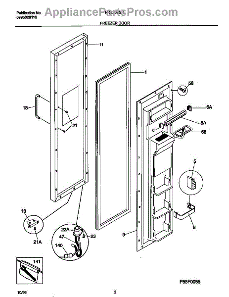 Parts For Frigidaire Frs26zshb2 Freezer Door Parts 5031