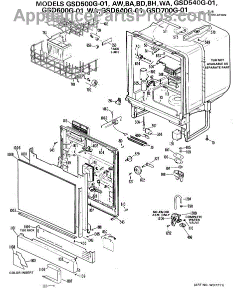 Parts for GE GSD500G-01AW: SECTION1 Parts - AppliancePartsPros.com