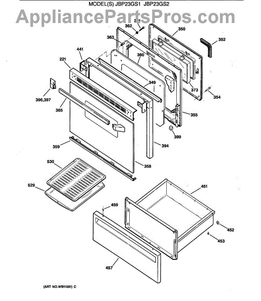 Parts for GE JBP23GS1: SECTION3 Parts - AppliancePartsPros.com