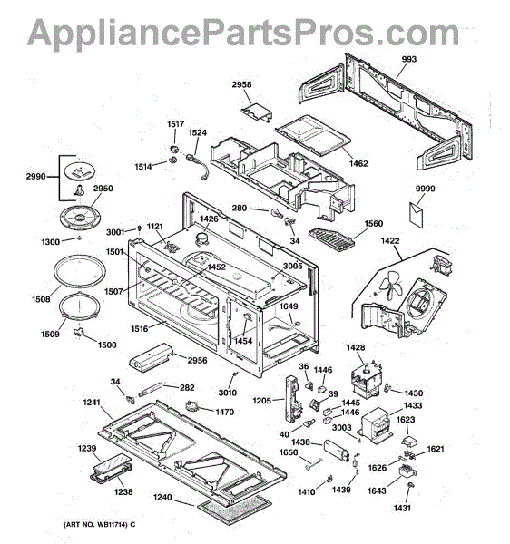 Parts for GE JVM1350BW02 Base, Stirrer & Electronics Parts