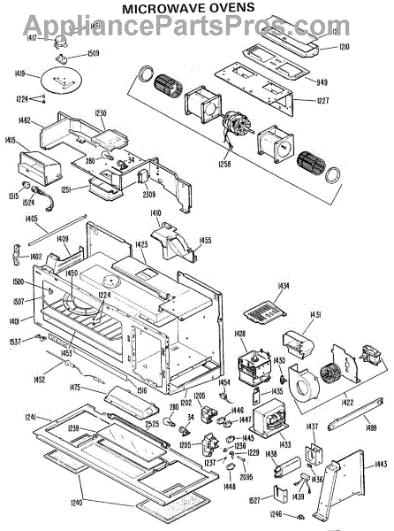 Parts for GE JVM150001: Microwave Ovens Parts - AppliancePartsPros.com