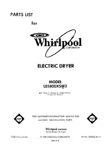 LE5800XSW3 Whirlpool Dryer Parts & Free Repair Help - AppliancePartsPros