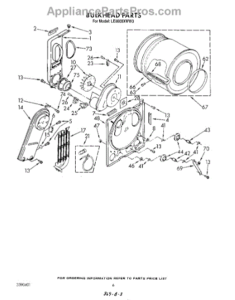 Parts for Whirlpool LE8600XWW0: Section Parts - AppliancePartsPros.com