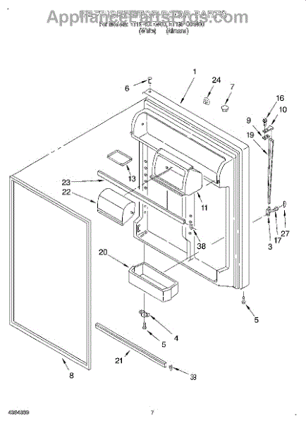 Parts for Whirlpool ET19PKXEW00: Refrigerator Door Parts ...