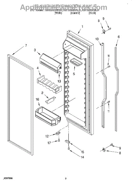 Parts for KitchenAid KSRS25QGWH01: Refrigerator Door Parts ...