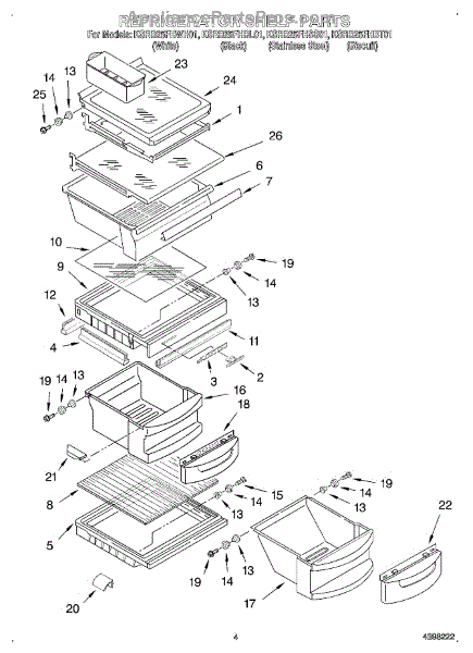 Parts for KitchenAid KSRB25FHSS01: Refrigerator Shelf Parts ...