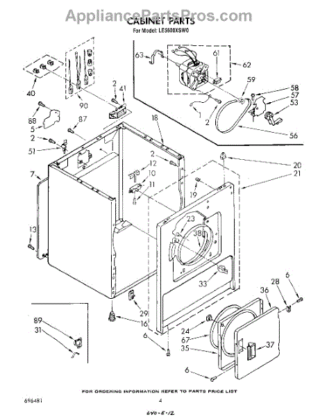 Parts for Whirlpool LE5600XSW0: Section Parts - AppliancePartsPros.com