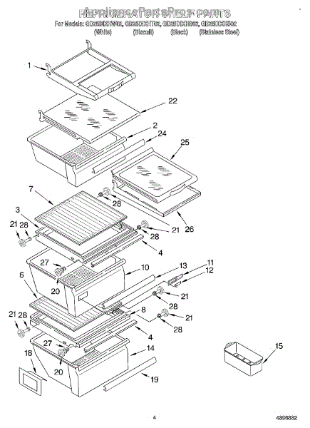 Parts for Whirlpool GD25DIXHW02: Refrigerator Shelf Parts ...