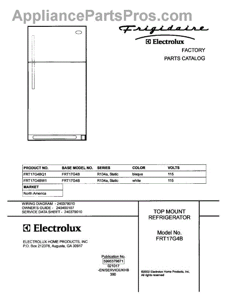 Parts for Frigidaire FRT17G4BW1: Cover Parts - AppliancePartsPros.com