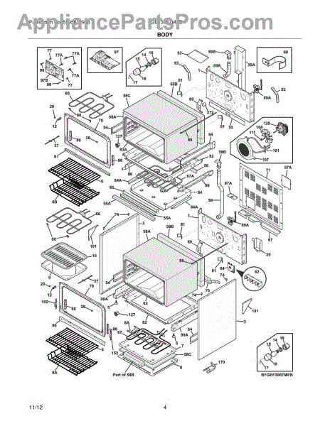 Parts For Frigidaire FGEF306TMFE: Body Parts - AppliancePartsPros.com