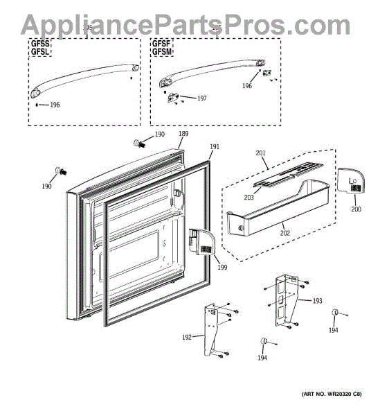 Parts for GE GFSS6KKYESS Freezer Door Parts