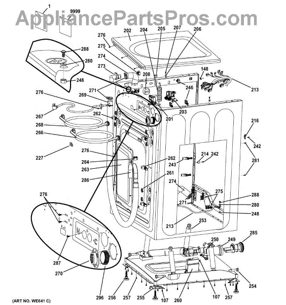 Parts for GE GFWH1400D0WW: Cabinet & Top Panel Parts ...