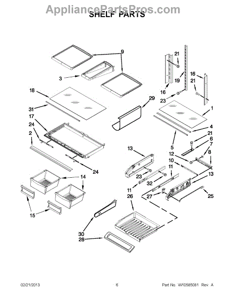 Parts for Jenn-Air JFI2089AEP13: Shelf Parts - AppliancePartsPros.com