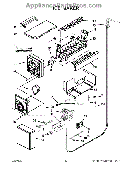 Parts For KitchenAid KSSC48QVS05 Ice Maker Parts AppliancePartsPros Com   0029957883 4 